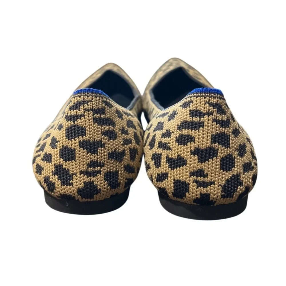 Rothys The Point Leopard Print Flats Women Size 8 Knit Big Cat Tan Black Slip-On - Picture 3 of 10